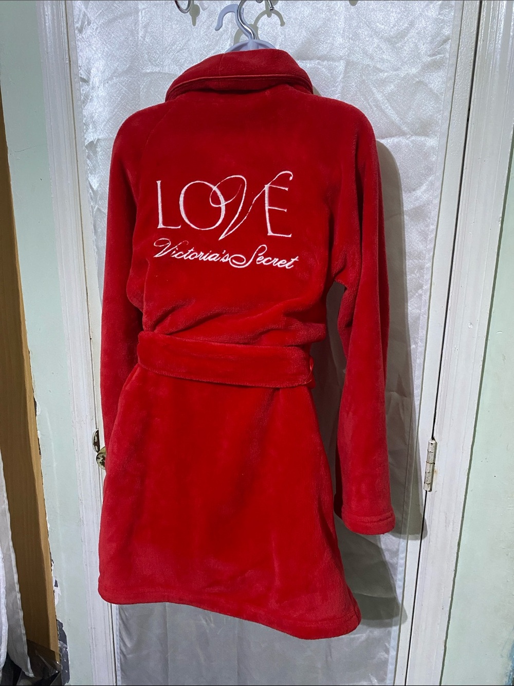 Y2K Victoria's Secret Plush Red Robe with Tie Belt